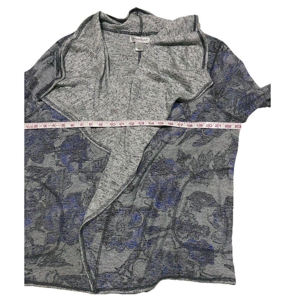 Christopher & Banks Rayon Blend Waterfall Open Front Sweater XL Blue Grey Floral - Picture 4 of 6
